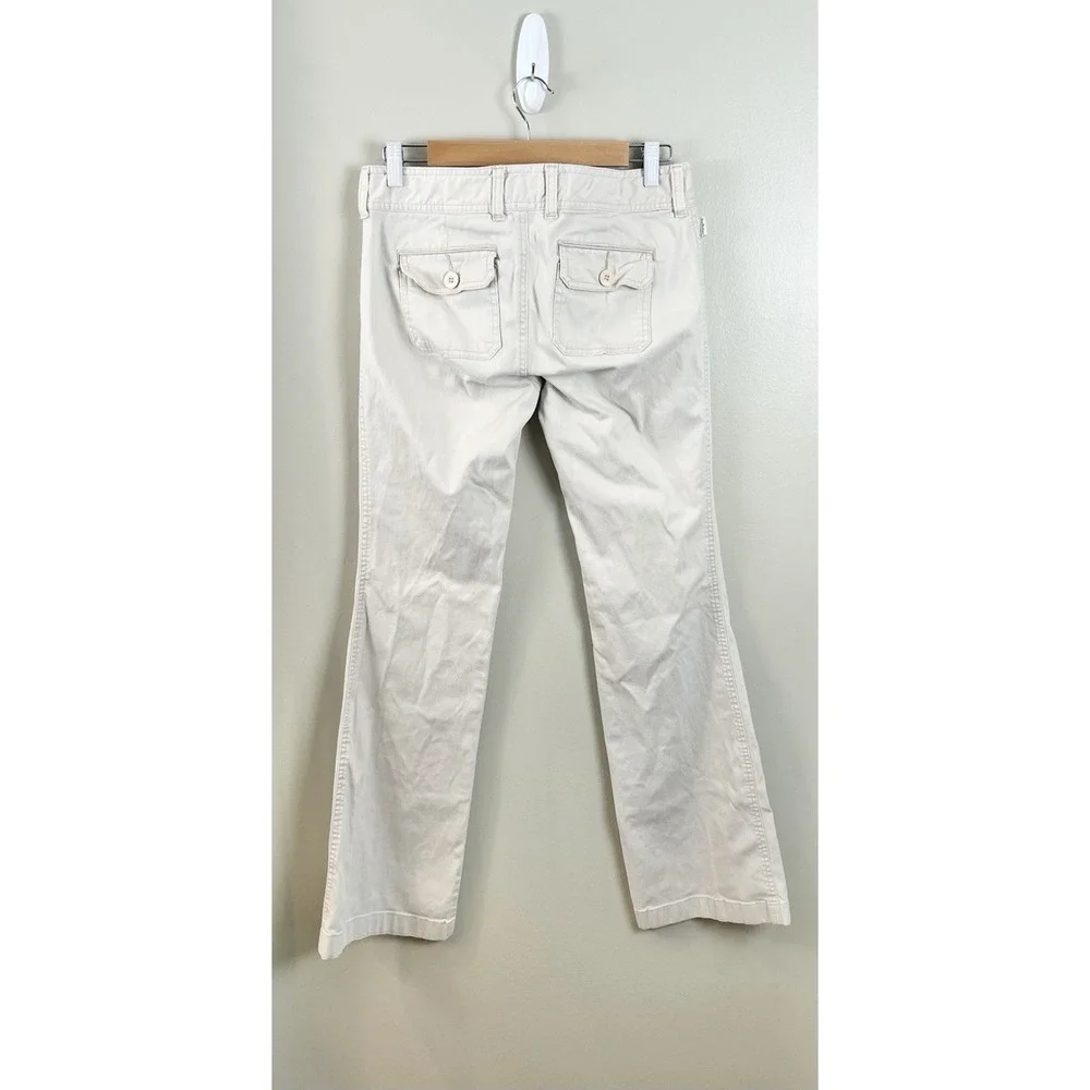 Hollister Y2K Chino Pants Women's 7‎ Low Rise Slit Pockets Coastal Wide Leg